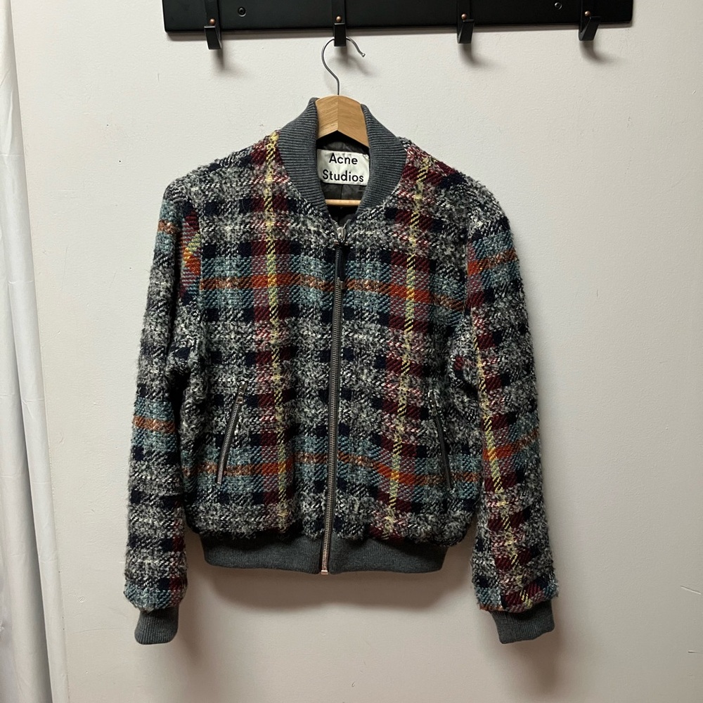 Vintage Acne Studios Azura Check PAW16 Woman’s Tweed Bomber Jacket. Size 36 M